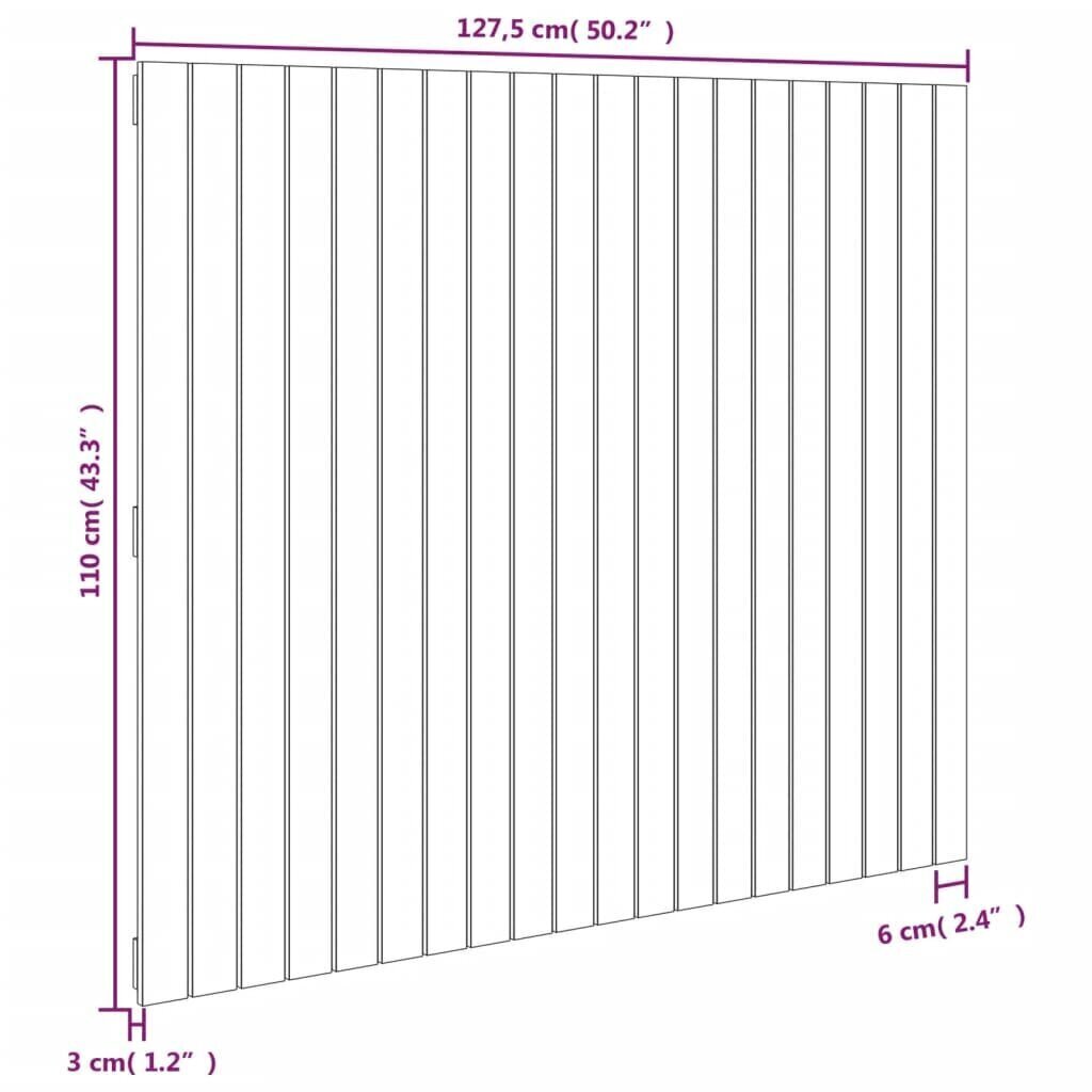 seinale kinnitatav voodipeats, must, 127,5x3x110 cm, männipuit цена и информация | Voodid | kaup24.ee