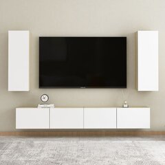 TV-kapp, valge ja tamm, 30,5x30x90cm, MDP цена и информация | Тумбы под телевизор | kaup24.ee