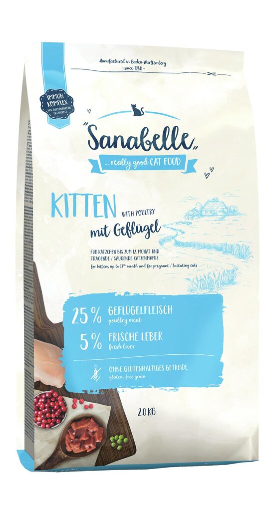 Kuivtoit Sanabelle kassipoegadele ja tiinetele kassidele Kitten, 2 kg hind ja info | Kuivtoit kassidele | kaup24.ee