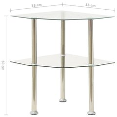 2-korruseline laud, läbipaistev 38x38x50 cm, karastatud klaas цена и информация | Журнальные столики | kaup24.ee