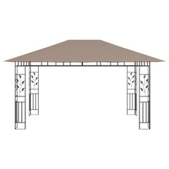 varjualune sääsevõrguga, 4x3x2,73 m, pruunikashall, 180 g/m² цена и информация | Беседки, навесы, тенты | kaup24.ee