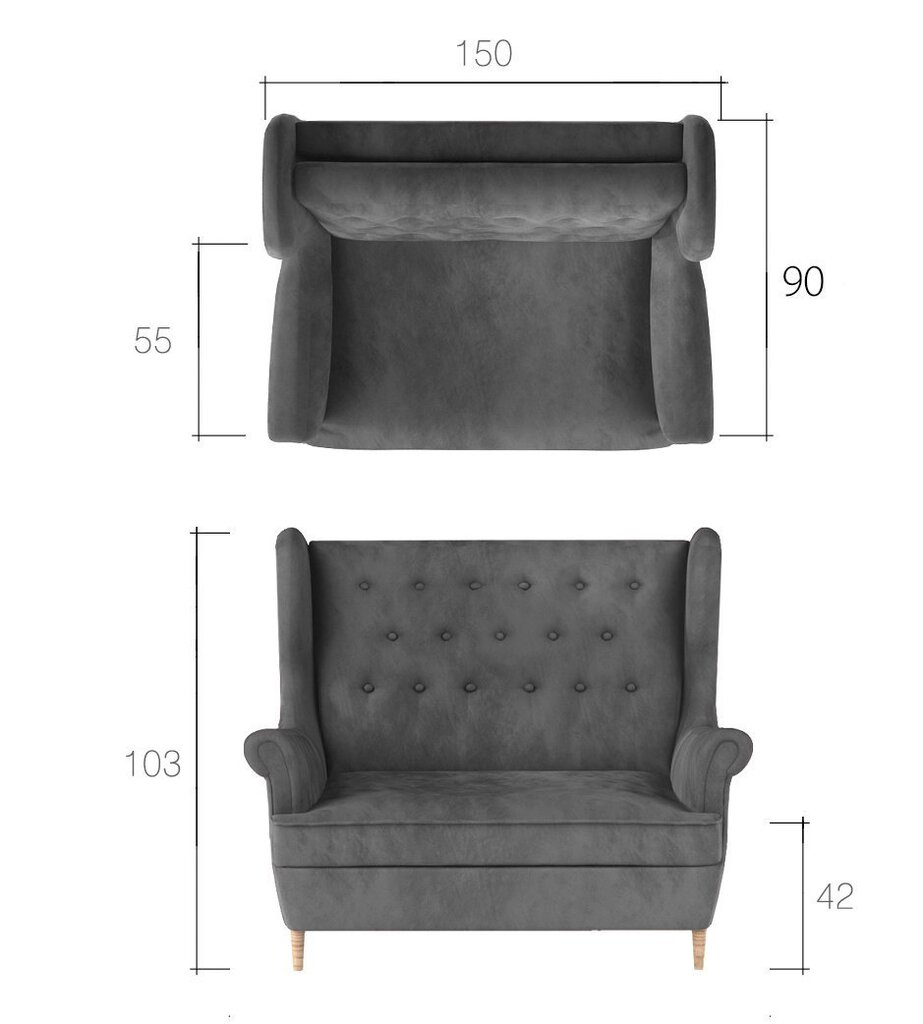 Pehme mööbli komplekt Aros 2+1, helesinine цена и информация | Pehme mööbli komplektid  | kaup24.ee