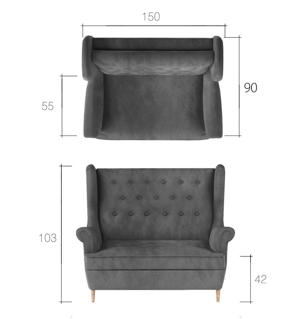 Pehme mööbli komplekt Aros 2+1, helehall hind ja info | Pehme mööbli komplektid  | kaup24.ee