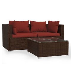 Садовый комплект мебели с подушками, 3 части, коричневый цена и информация | Садовые стулья, кресла, пуфы | kaup24.ee