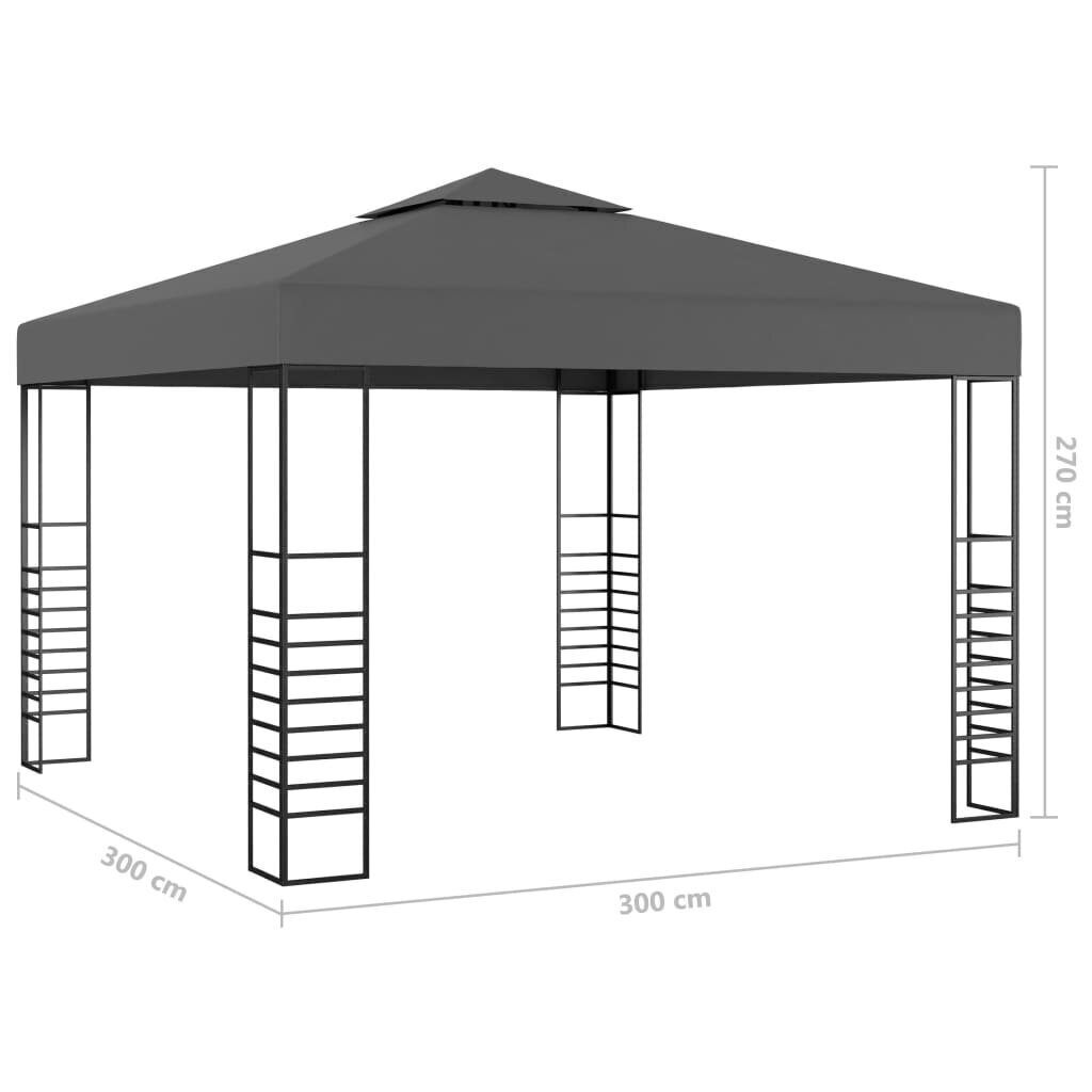 aiatelk, LED-nöörvalgustitega, 3 x 3 m, antratsiithall цена и информация | Varikatused ja aiapaviljonid | kaup24.ee