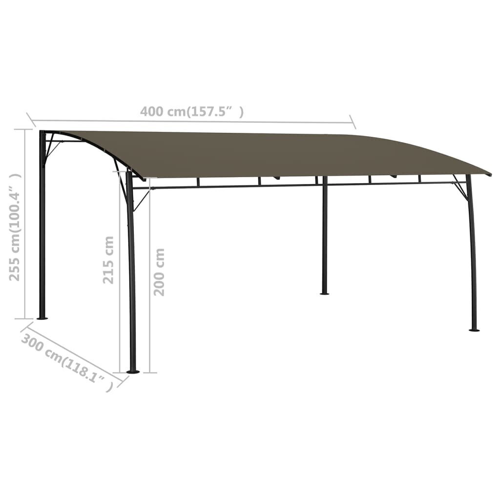 varjualune 4 x 3 x 2,55 m pruunikashall hind ja info | Varikatused ja aiapaviljonid | kaup24.ee