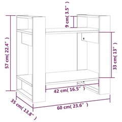 raamaturiiul/ruumijagaja, hall, 60x35x57 cm, täismännipuit hind ja info | Riiulid | kaup24.ee