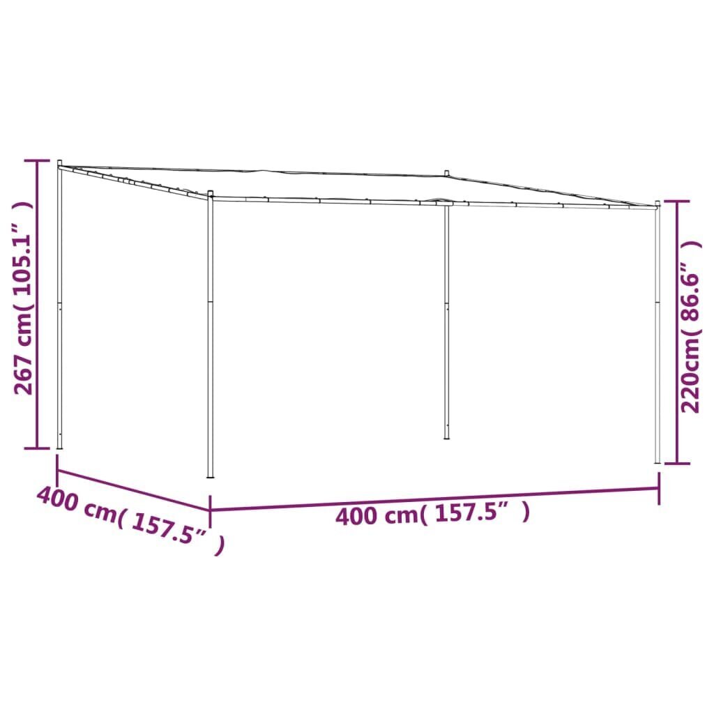 varikatus, antratsiithall, 4x4 m 180 g/m², kangas ja teras цена и информация | Varikatused ja aiapaviljonid | kaup24.ee