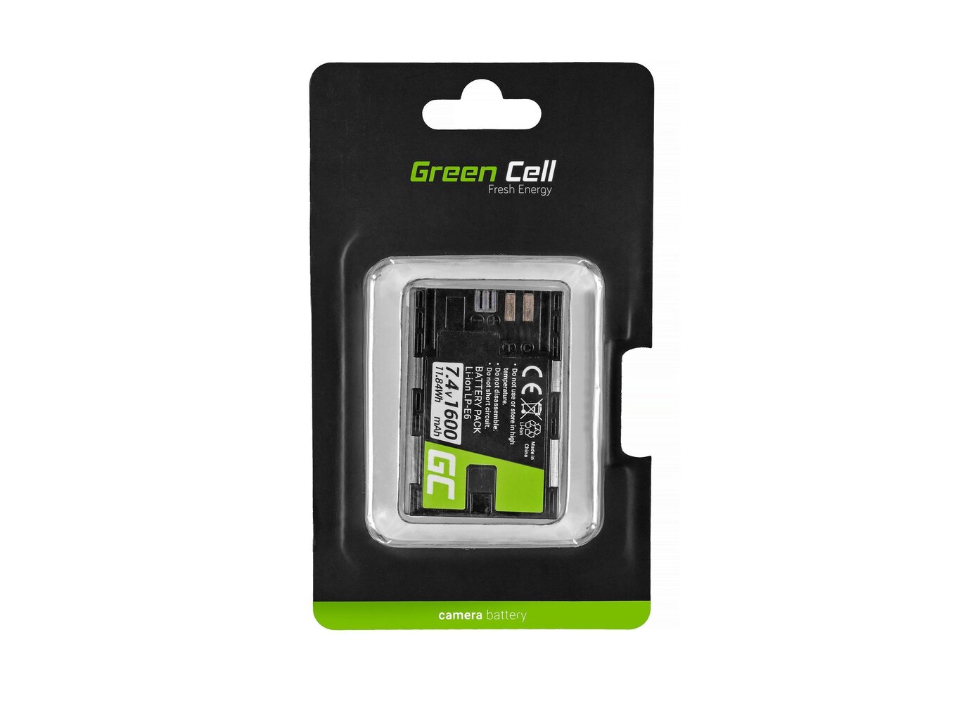 Green Cell® for Canon EOS 70D, 5D Mark II/ III, 80D, 7D Mark II, 60D, 6D, 7D 7.4V 1600mAh цена и информация | Akud, patareid fotoaparaatidele | kaup24.ee