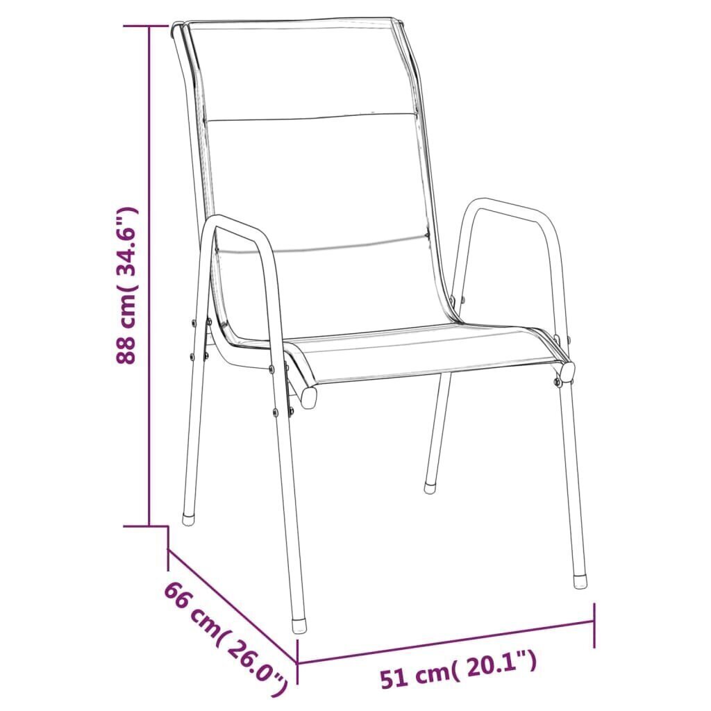 aiatoolid, 6 tk, teras ja textilene, must hind ja info | Aiatoolid | kaup24.ee