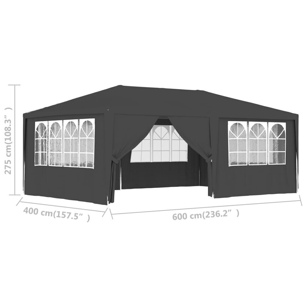 48537 Professional Party Tent with Side Walls 4x6 m Anthracite 90 g/m² hind ja info | Varikatused ja aiapaviljonid | kaup24.ee