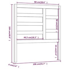 voodipeats, hall, 106x4x104 cm, männipuit hind ja info | Voodid | kaup24.ee