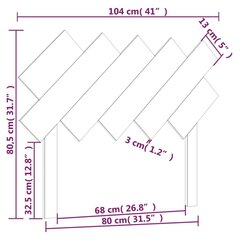 voodipeats, valge, 104x3x80,5 cm, männipuit hind ja info | Voodid | kaup24.ee