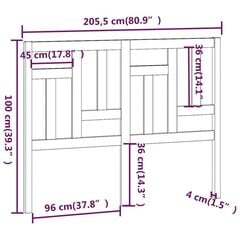 Изголовье кровати, 205,5x4x100 см, серое цена и информация | Кровати | kaup24.ee