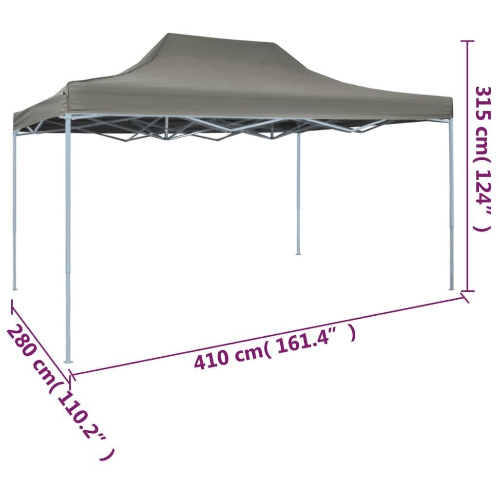 professionaalne kokkupandav peotelk, 280 x 410 x 315 cm, teras, antratsiithall hind ja info | Varikatused ja aiapaviljonid | kaup24.ee