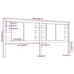 Изголовье кровати, 206x4x100 см, коричневое цена и информация | Кровати | kaup24.ee