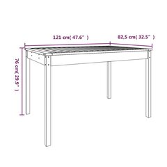 aialaud, hall, 121 x 82,5 x 76 cm, männipuit цена и информация | Садовые столы и столики | kaup24.ee