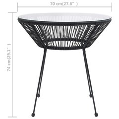 aia söögilaud, must, Ø70x74 cm, klaas ja rotang hind ja info | Aialauad | kaup24.ee