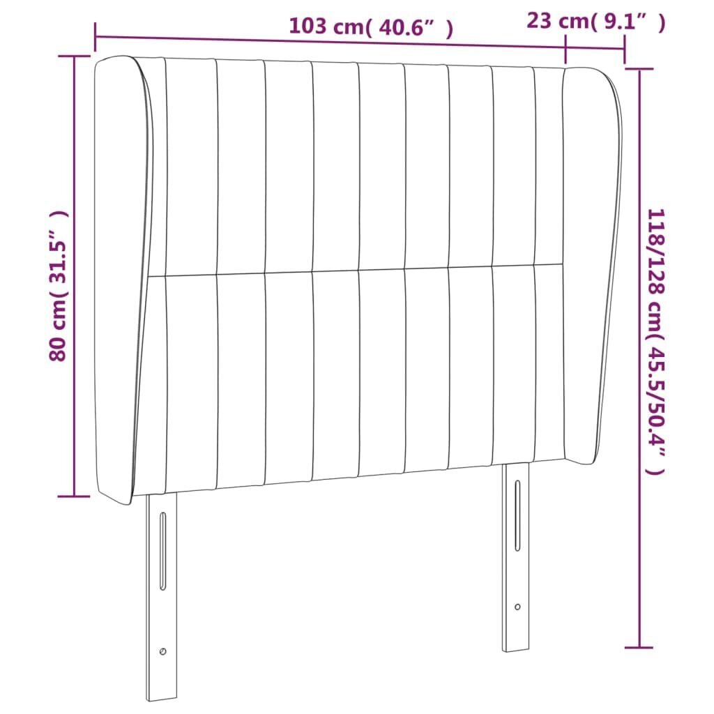 voodipeats servadega, helehall, 103x23x118/128 cm, samet hind ja info | Voodid | kaup24.ee