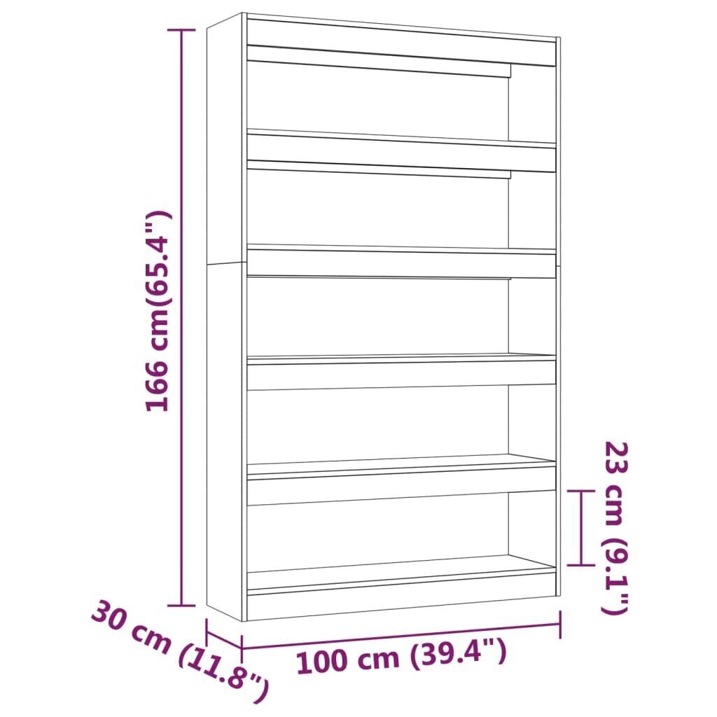 raamaturiiul/ruumijagaja kõrgläikega valge 100x30x166 cm hind ja info | Riiulid | kaup24.ee