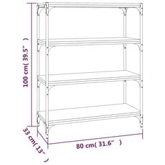 raamatukapp, pruun tamm, 80 x 33 x 100 cm, tehispuit ja teras hind ja info | Riiulid | kaup24.ee