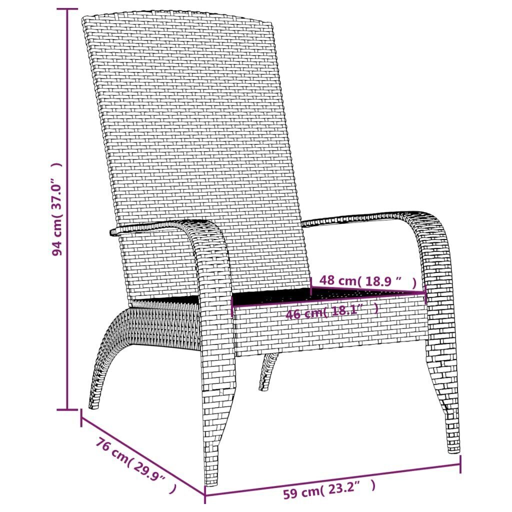 aia Adirondack tool, must, polürotang hind ja info | Aiatoolid | kaup24.ee