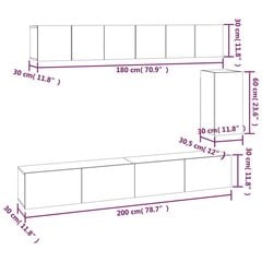 6-osaline telerikappide komplekt, betoonhall, tehispuit hind ja info | TV alused | kaup24.ee