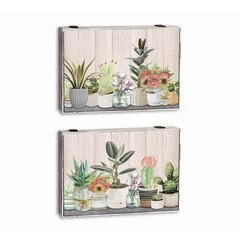 Крышки DKD Home Decor Растение бухгалтер 46,5 x 6 x 31,5 cm 2 штук Деревянный MDF цена и информация | Комплекты уличной мебели | kaup24.ee