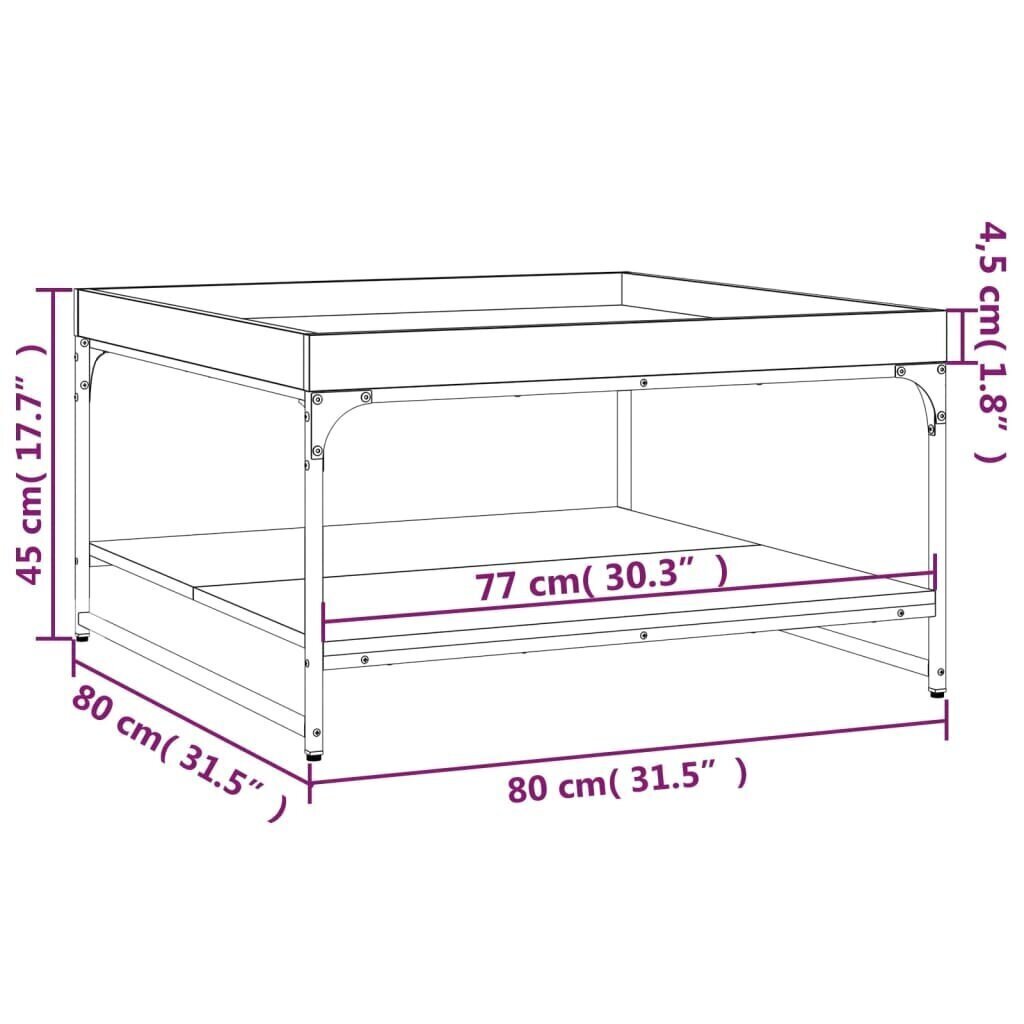 kohvilaud, pruun tamm, 80 x 80 x 45 cm, tehispuit ja raud hind ja info | Diivanilauad | kaup24.ee