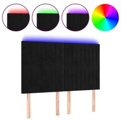 LED-voodipeats, must, 144x5x118/128 cm, samet цена и информация | Кровати | kaup24.ee