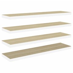 seinariiulid, 4 tk, tamm ja valge, 100 x 23,5 x 3,8 cm MDF цена и информация | Полки | kaup24.ee