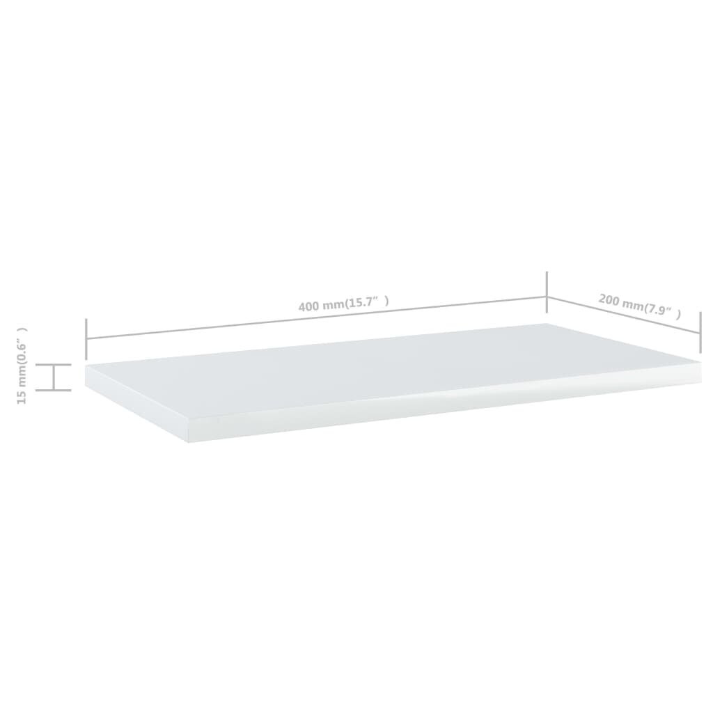 riiuliplaadid 4 tk, valge, 40x20x1,5 cm, puitlaastplaat hind ja info | Riiulid | kaup24.ee