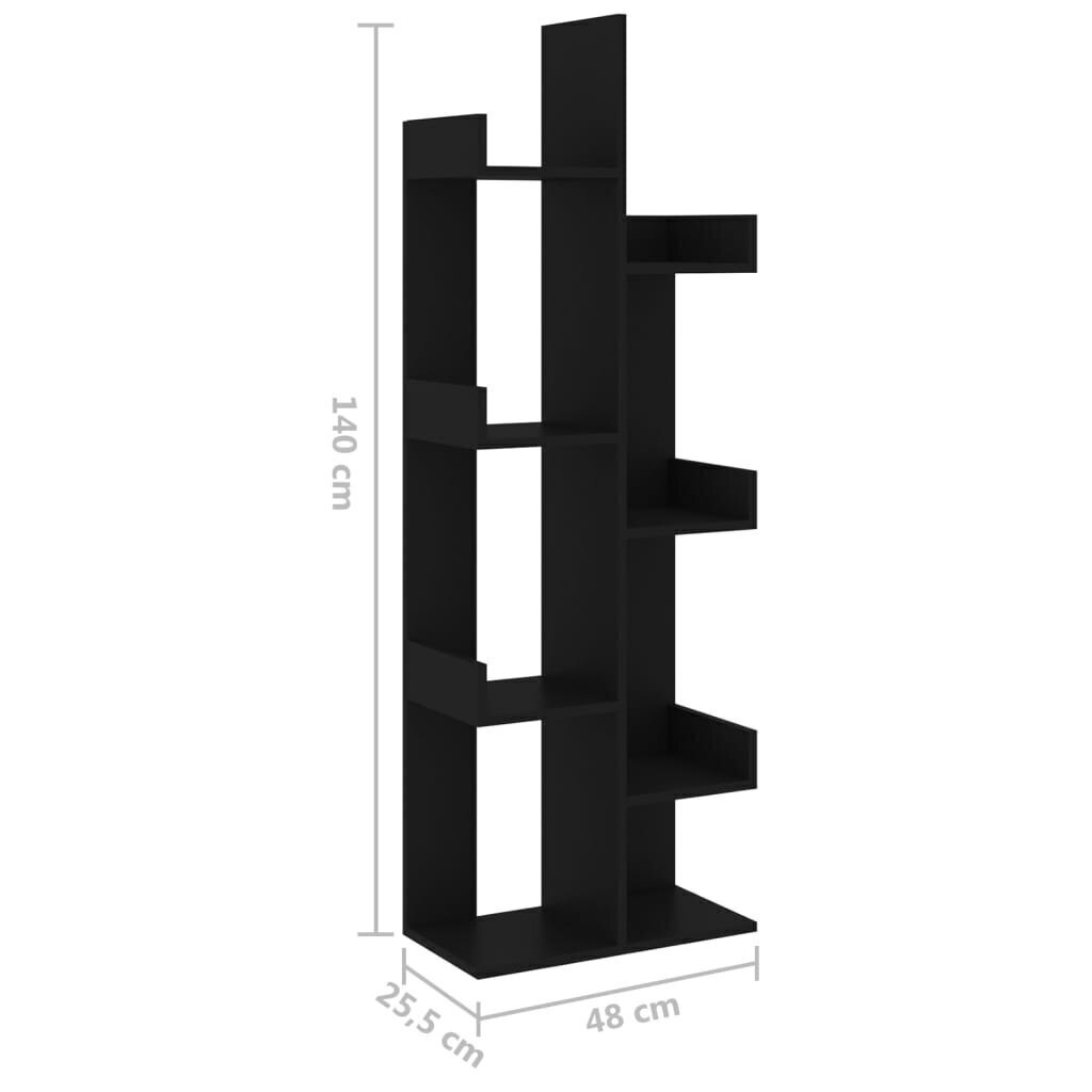 raamaturiiul, must, 48 x 25,5 x 140 cm, puitlaastplaat hind ja info | Riiulid | kaup24.ee