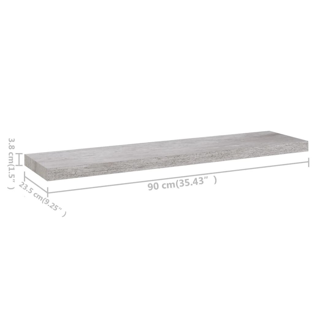 seinariiulid 2 tk, betoonhall, 100 x 23,5 x 3,8 cm MDF цена и информация | Riiulid | kaup24.ee