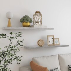 seinariiulid 2 tk, betoonhall, 100 x 23,5 x 3,8 cm MDF цена и информация | Полки | kaup24.ee