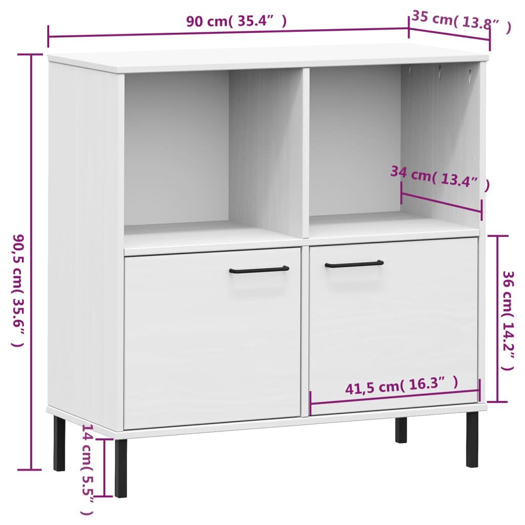 raamatukapp metalljalgadega, valge, 90x35x90,5 cm, "OSLO" hind ja info | Riiulid | kaup24.ee