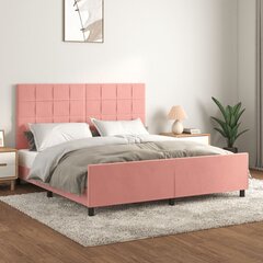 voodiraam peatsiga, roosa, 160x200 cm, samet цена и информация | Кровати | kaup24.ee
