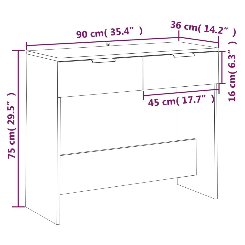 konsoollaud, hall Sonoma tamm, 90x36x75 cm, tehispuit цена и информация | Konsoollauad | kaup24.ee