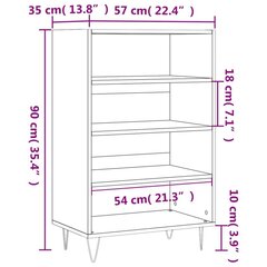 kõrge kapp, hall Sonoma tamm, 57 x 35 x 90 cm, tehispuit цена и информация | Комоды | kaup24.ee