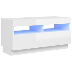 telerialus LED-tuledega, kõrgläikega, valge, 80 x 35 x 40 cm hind ja info | TV alused | kaup24.ee