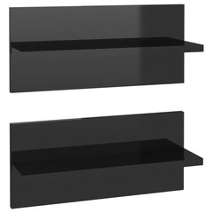 seinariiulid 2 tk, kõrgläikega must, 40x11.5x18 cm цена и информация | Полки | kaup24.ee