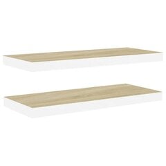 seinariiulid, 2 tk, tamm ja valge, 80 x 23,5 x 3,8 cm MDF цена и информация | Полки | kaup24.ee