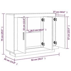 puhvetkapp, hall Sonoma tamm, 92 x 35 x 75 cm, tehispuit цена и информация | Шкафчики в гостиную | kaup24.ee