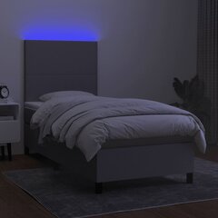 kontinentaalvoodi madratsiga ja LED, helehall, 80x200 cm, kangas цена и информация | Кровати | kaup24.ee