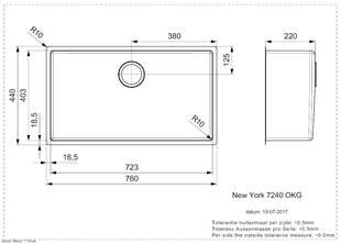 Кухонная мойка из нержавеющей стали Reginox New York 72x40 (Л) цена и информация | Раковины на кухню | kaup24.ee