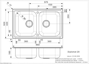 Roostevabast terasest köögivalamu Reginox Diplomat 20 LUX (R), 86x50 cm hind ja info | Köögivalamud | kaup24.ee