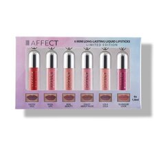 Vedelate huulepulkade komplekt Affect 6 Mini Long-Lasting Liquid Lipsticks Mini, 6x1,8ml hind ja info | Huulepulgad, -läiked, -palsamid, vaseliin | kaup24.ee