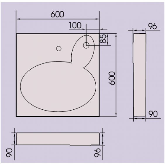 Valamu PAA Claro 60x60 cm,, paigaldatav pesumasinale цена и информация | Kraanikausid, valamud | kaup24.ee