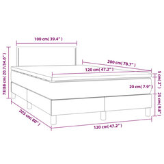 kontinentaalvoodi madratsiga, LED, must, 120x200 cm, kunstnahk hind ja info | Voodid | kaup24.ee