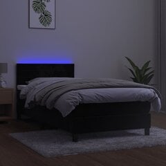 kontinentaalvoodi madratsiga ja LED, must, 100x200 cm, samet цена и информация | Кровати | kaup24.ee